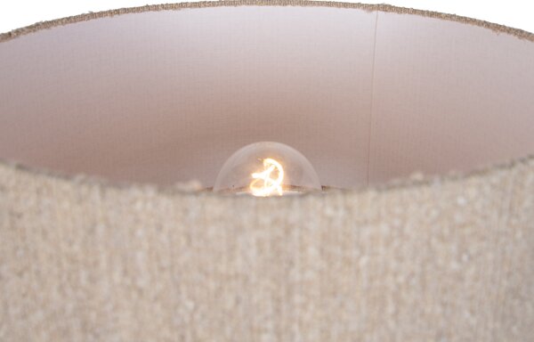 Moderne vloerlamp walnoot hout met beige bouclé kap 50cm - Tripod Classic
