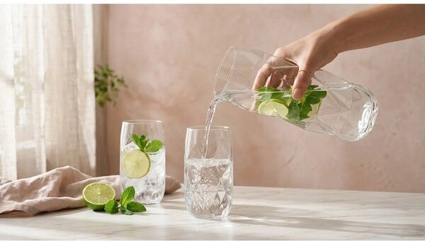 Kozarci v kompletu 6 ks iz borosilikatnega stekla 400 ml Geo – Vialli Design