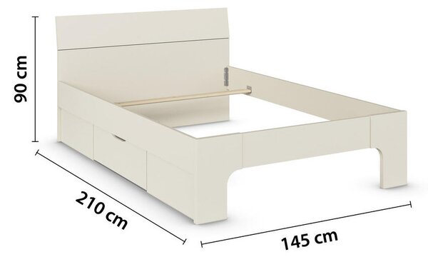 POSTELJA 140 cm x 200 cm , leseni material barve šampanjca