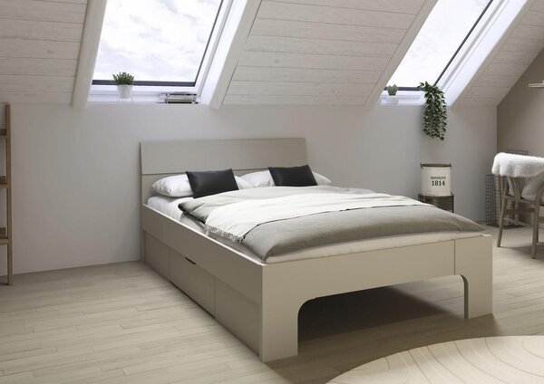 POSTELJA 140 cm x 200 cm , leseni material barve šampanjca