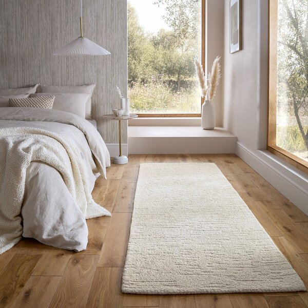Slonokoščen ročno tkan volnen tekač 80x230 cm Harris Boucle – Flair Rugs