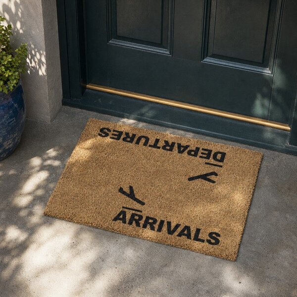 Predpražnik iz kokosovih vlaken 40x60 cm Arrivals and Departures – Artsy Doormats