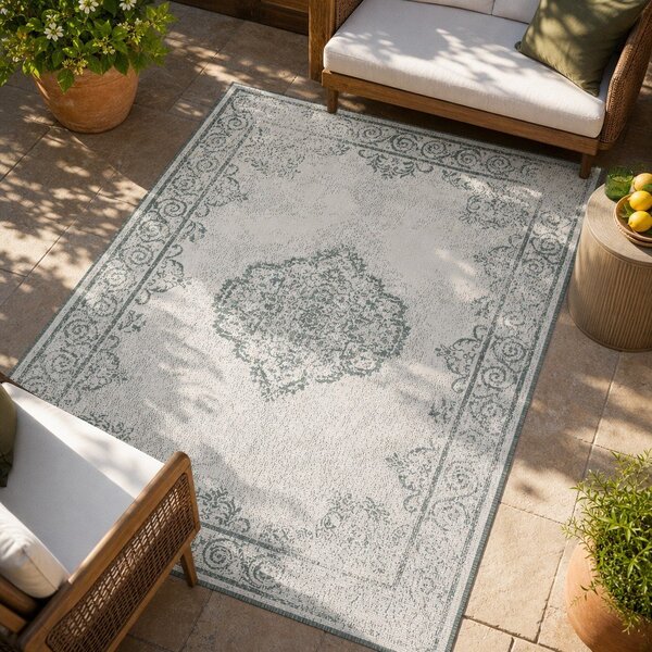 Zeleno-krem zunanja preproga NORTHRUGS Cebu, 80 x 150 cm
