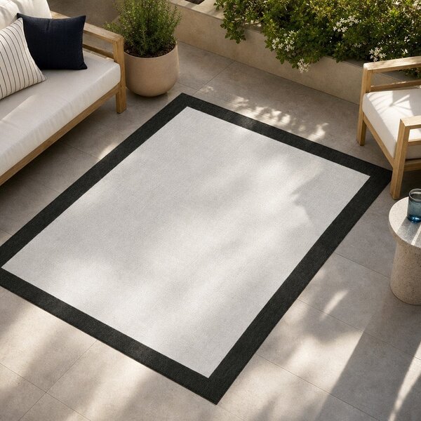 Črno-kremasta zunanja preproga NORTHRUGS Panama, 80 x 150 cm