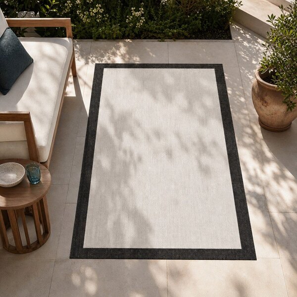 Črno-krem zunanja preproga NORTHRUGS Panama, 80 x 250 cm