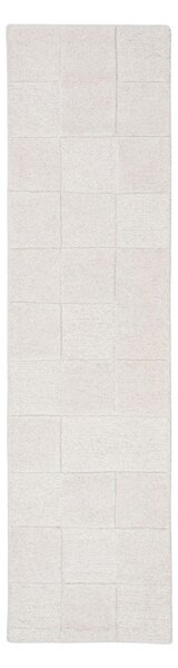 Slonokoščen ročno tkan volnen tekač 60x230 cm Checkerboard – Flair Rugs