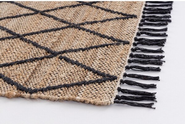 Črna/v naravni barvi ročno tkana preproga iz jute 60x90 cm Shaila – Yes Everyday