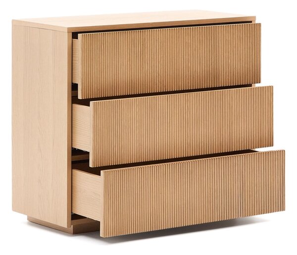 Komoda v hrastovem dekorju v naravni barvi 90x79x50 cm Helvine – Kave Home