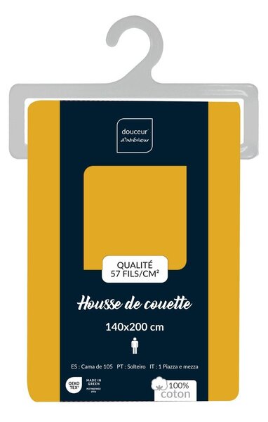 Rumena enojna bombažna prevleka za odejo 140x200 cm Lina – douceur d'intérieur