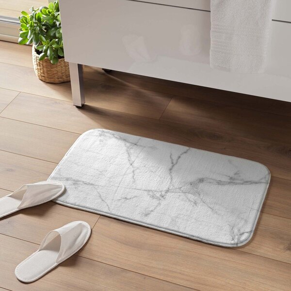 Bela/siva tekstilna kopalniška preproga 45x75 cm Marbre – douceur d'intérieur