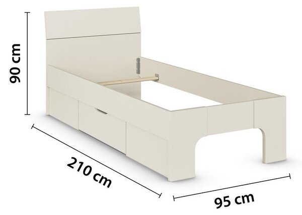 POSTELJA 90 cm x 200 cm , leseni material barve šampanjca