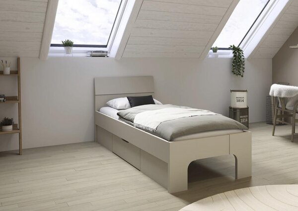 POSTELJA 90 cm x 200 cm , leseni material barve šampanjca