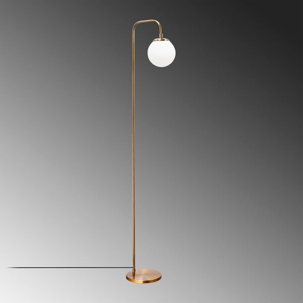 Bela/medeninasta stoječa svetilka s steklenim senčilom (višina 146 cm) Viran – Opviq lights