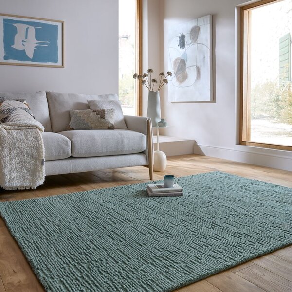 Prašno modra ročno tkana volnena preproga 120x170 cm Harris Boucle – Flair Rugs