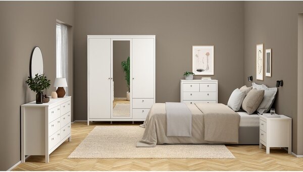 Bela garderobna omara z ogledalom 150x199x58 cm Madrid – Tvilum