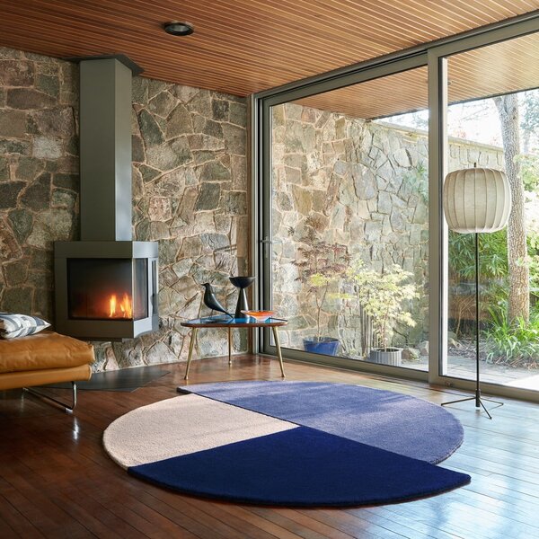 Modra ročno tkana volnena okrogla preproga ø 150 cm Mia Segment – Flair Rugs