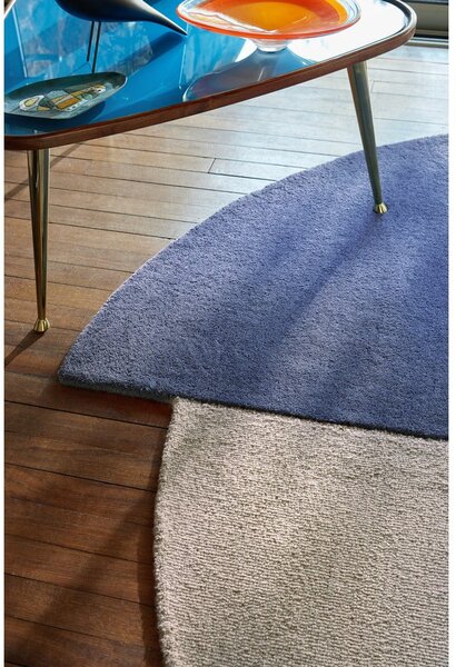 Modra ročno tkana volnena okrogla preproga ø 150 cm Mia Segment – Flair Rugs