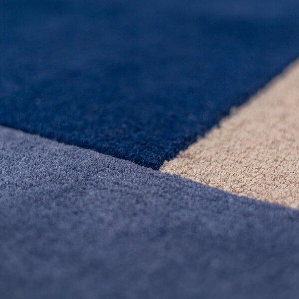 Modra ročno tkana volnena okrogla preproga ø 150 cm Mia Segment – Flair Rugs