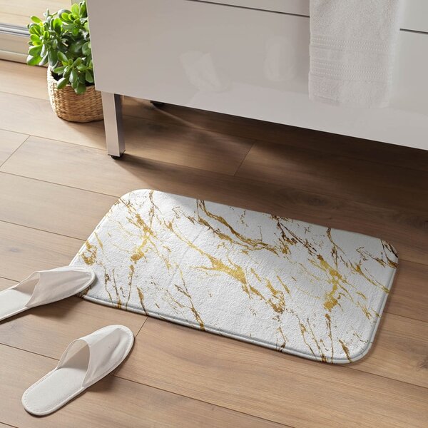 Kopalniška preproga v beli in zlati barvi 45x75 cm Aquamarbre – douceur d'intérieur