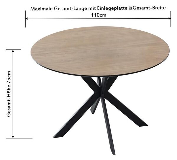 Livetastic Jedilna Miza Amar, Barva Hrasta, Črna, Ø 110cm