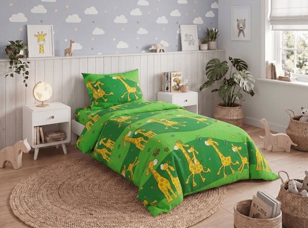 Bombažna posteljnina GIRAFFE zelena