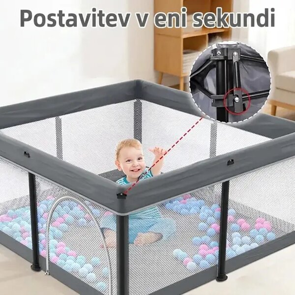 Nestplay™ Zložljiva Otroška Stajica (127 X 127 Cm)