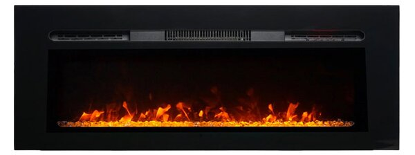 Moderni električni kamin, ElectricSun Paula GLASS Medij, črn, vgradna, stenska ali talna montaža, z ogrevanjem, 10-barvnim plamenom, z zvokom, WiFi ap