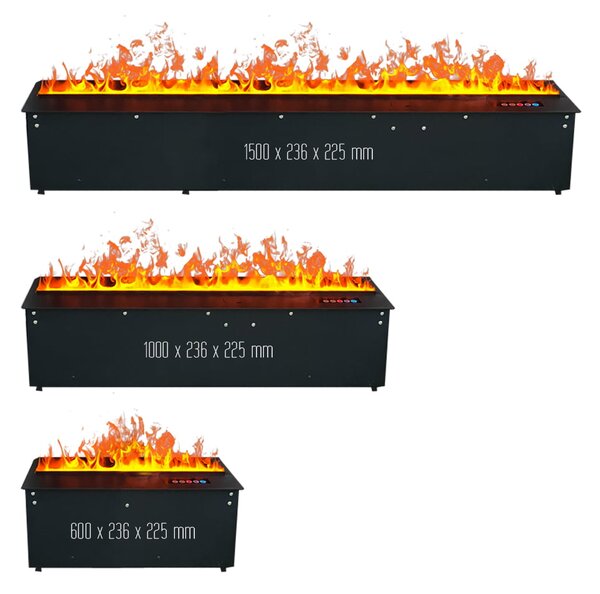Kamin na vodno paro, ElectricSun MISTique Medij, 100 cm, 8-barvnim plamenom, z zvokom, WiFi aplikacijo