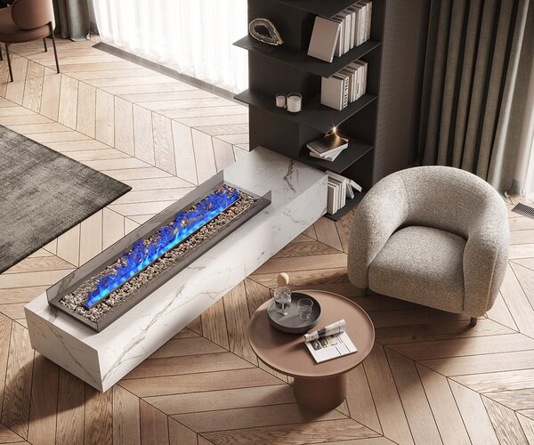 Kamin na vodno paro, ElectricSun MISTique Medij, 100 cm, 8-barvnim plamenom, z zvokom, WiFi aplikacijo