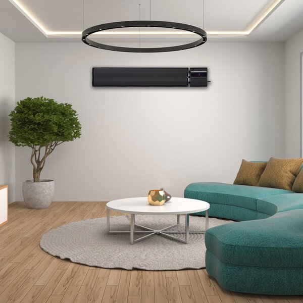 Infrardeči zunanji grelnik ElectricSun 2800W in 1400W, crni, električni grelnik s termostatom in daljinskim upravljalnikom, montaža na steno in strop