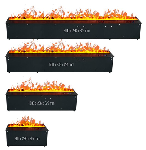 Kamin na vodno paro, ElectricSun MISTique XXL, 200 cm, 8-barvnim plamenom, z zvokom, WiFi aplikacijo