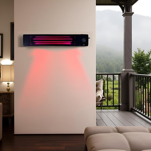 Ogrevanje z infrardečimi ElectricSun 4500W/2250W, crni, infrardeči grelec s termostatom in mobilna aplikacija, notranjih in zunanjih, montaža na steno