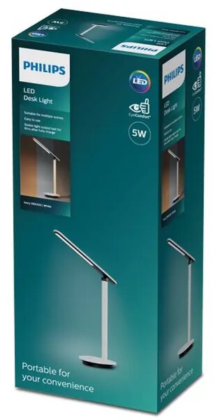 Slonokoščena DSK203 PHILIPS NAMIZNA SVETILKA BELA 5W 27-50K USB 8719514420410