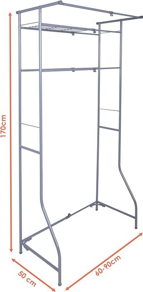 Kovinsko kopalniško stojalo nad pralni stroj FIXANO 170x60-90 cm, siva