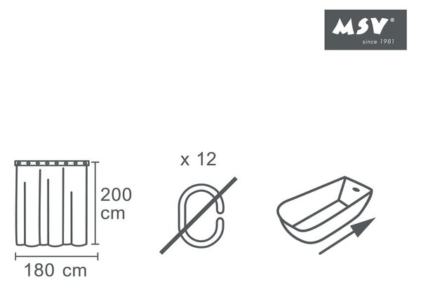 Zavesa za tuš 180x200 cm Minimalist – MSV