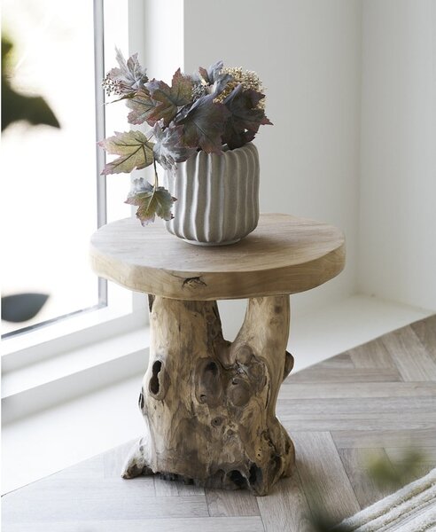 Okrogla stranska mizica iz masivnega tika ø 40 cm Palena – House Nordic