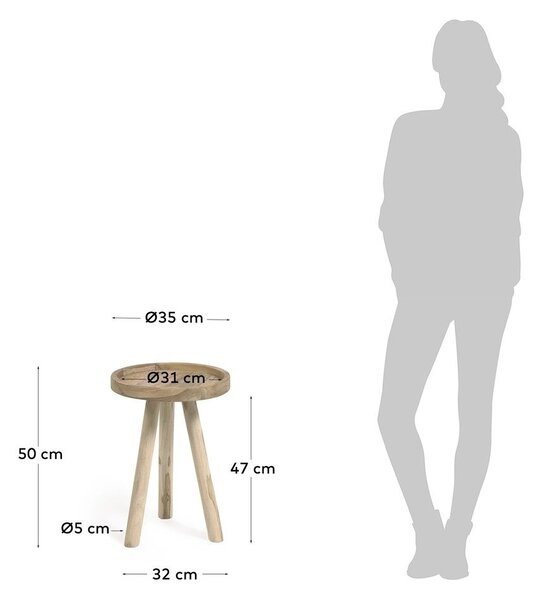 Okrogla stranska mizica iz masivnega tika ø 35 cm Glenda – Kave Home