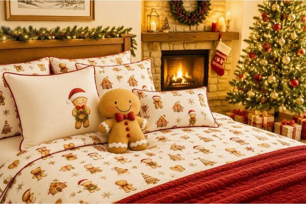 POSTELJNINA GINGERMAN 140/200 cm saten rjava, črna
