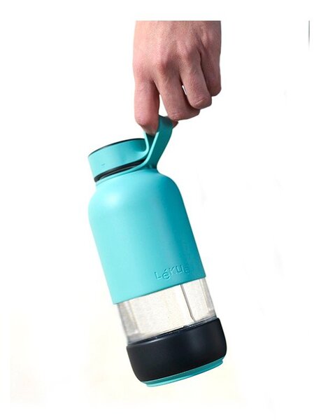 Turkizna steklena steklenica za vodo za na pot 500 ml To Go – Lékué