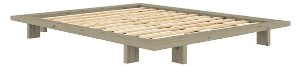 Žajbljevo zelena zakonska postelja iz masivnega bora brez vzglavja z letvenim dnom 140x200 cm Japan – Karup Design