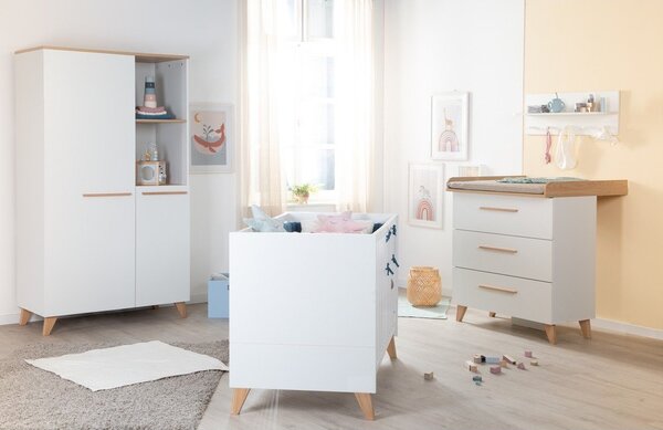 Bela otroška garderobna omara v hrastovem dekorju 52x180x180 cm Léon – Roba