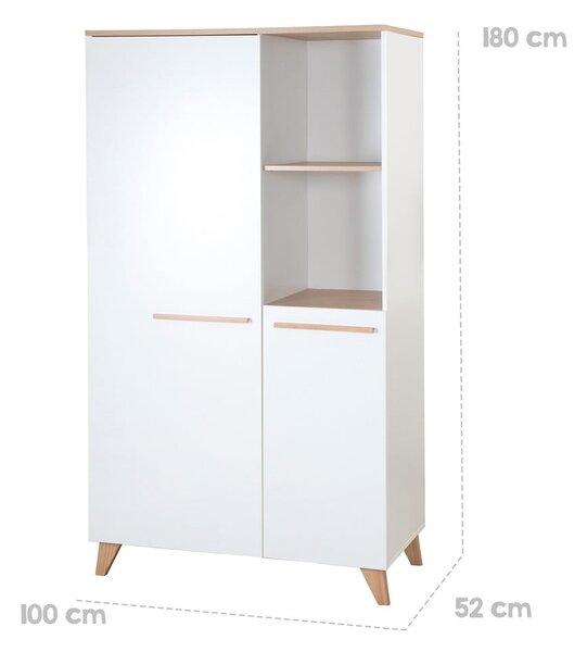Bela otroška garderobna omara v hrastovem dekorju 52x180x180 cm Léon – Roba