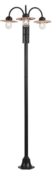 Moderna zunanja svetilka črna z bakreno 235cm 3-luči IP44 - Kansas