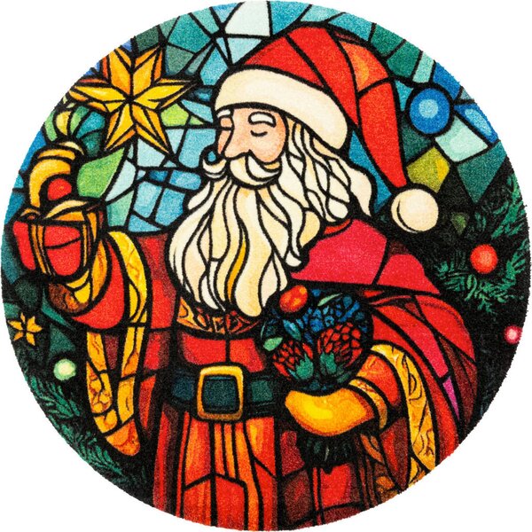 PREDPRAŽNIK Stainglass Santa 90 cm potiskano večbarvno