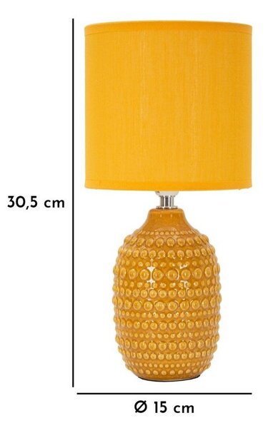 Gorčično rumena keramična namizna svetilka s tekstilnim senčilom (višina 30,5 cm) Points – Mauro Ferretti