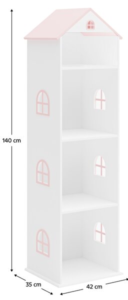 KONDELA Otroška knjižna omara, bela/roza, MAISON TYP 2