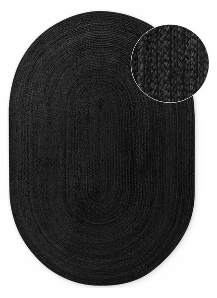 Črna obojestranska ročno tkana preproga iz jute 160x230 cm Braided – Hanse Home
