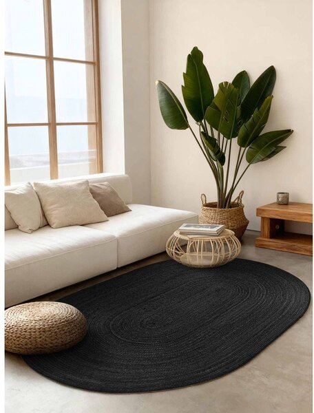 Črna obojestranska ročno tkana preproga iz jute 160x230 cm Braided – Hanse Home