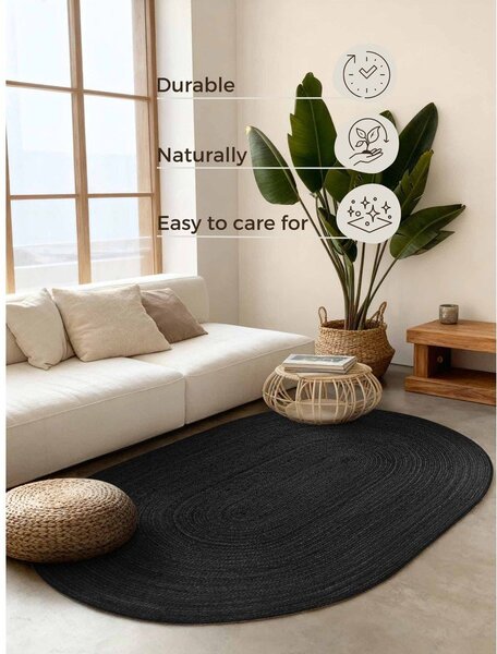 Črna obojestranska ročno tkana preproga iz jute 160x230 cm Braided – Hanse Home