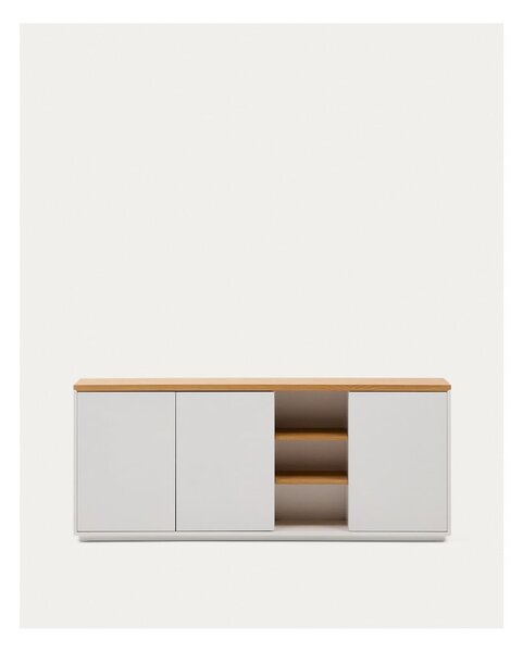 Bela komoda v hrastovem dekorju 180x75x36 cm Abilen – Kave Home